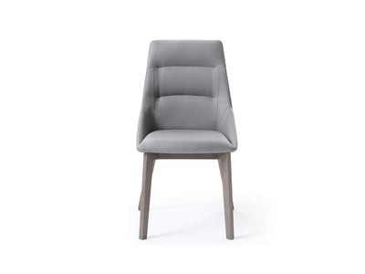 Modern Gray Leather Conference Chair with Gray Wood Base (Set of 2)