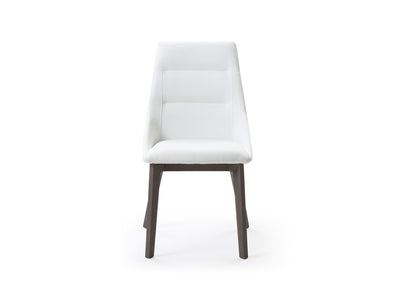 White Leather Conference Chair with Gray Wood Base (Set of 2)