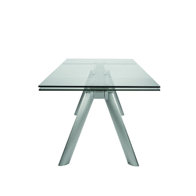 71" - 102" Premium Glass Conference Table with Brushed Stainless Legs