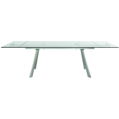 71" - 102" Premium Glass Conference Table with Brushed Stainless Legs