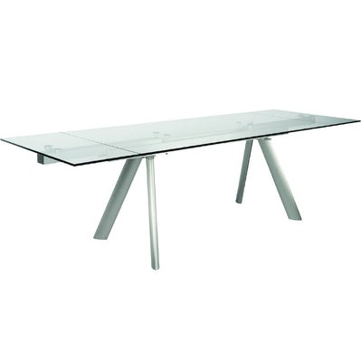 71" - 102" Premium Glass Conference Table with Brushed Stainless Legs