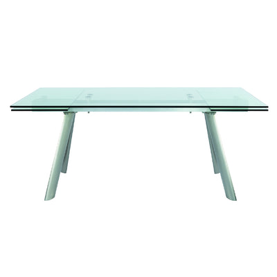 71" - 102" Premium Glass Conference Table with Brushed Stainless Legs