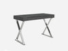 47" Gray Lacquer & Stainless X-Frame Desk with Drawers