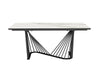 72" White Ceramic Glass Table with Black Metal Base (Extends to 102")