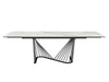 72" White Ceramic Glass Table with Black Metal Base (Extends to 102")