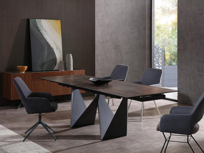 71" - 102" Conference Table with Unique Black Metal Base