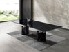 120" Black Marble Modern Conference Table with Marble Column Bases