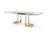 87" Glass Desk or Conference Table with Black Lacquer & Gold Stainless Base