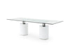 94" Modern Glass Conference Table with White Cylindrical Bases