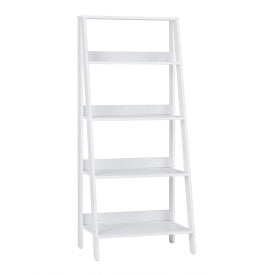 55" White Ladder Bookshelf
