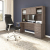 66" Warm Gray Maple Desk with Hutch and Built-in File