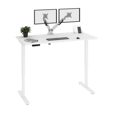 59" Twin Monitor Adjustable Desk in White