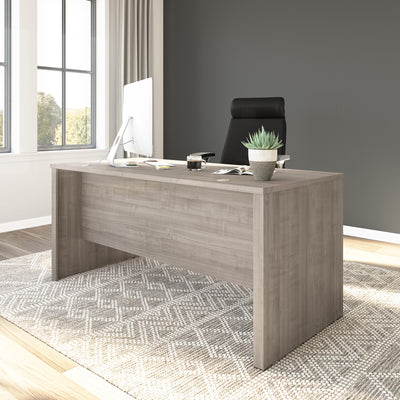 65" Executive Desk with Cord Management Grommets in Silver Maple