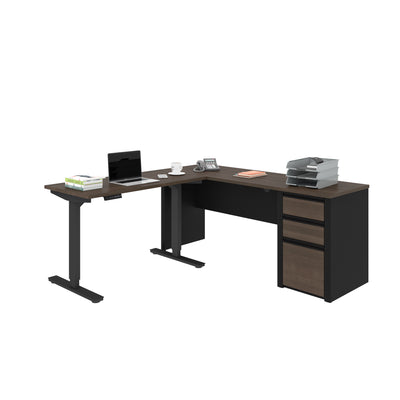 Antigua & Black 71" Single Pedestal Desk with Height Adjustable Side