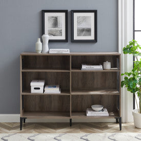 52" Rustic Gray Short Bookcase/Credenza with Mesh Sides
