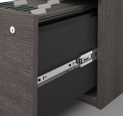 Bark Gray Premium Modern U-shaped Desk with Hutch