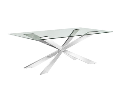 86" Stainless Steel and Glass Conference Table