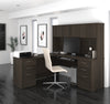 71" Dark Chocolate L-Shaped Double Pedestal Desk with Hutch