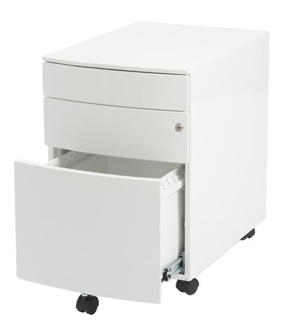 Premium White Mobile File Cabinet with Lock from Euro Style
