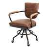 Rustic Top Grain Leather Office Chair with Wheels