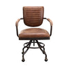 Rustic Top Grain Leather Office Chair with Wheels