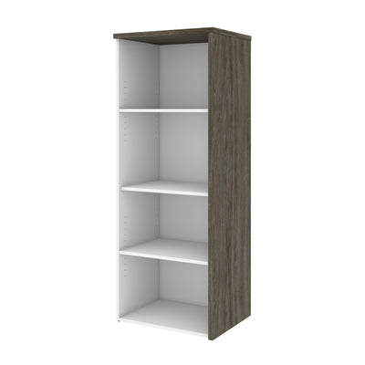24" Narrow Bi-Color Bookcase in Walnut Gray & White