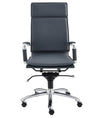 High Back Blue Leather & Chrome Modern Office Chair