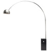 Curved Floor Lamp in Brushed Stainless Steel with Black Base