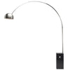 Curved Floor Lamp in Brushed Stainless Steel with Black Base