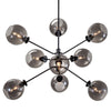 Modern Atom-Style Pendant Light with Gray Glass Orbs