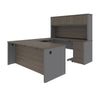 U-shaped Desk with Hutch in Bark Gray and Slate