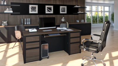 71" Double Pedestal Executive Desk in Antigua & Black