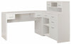 Sleek White Finished L-shaped Corner Office Desk with Storage