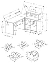 Sleek White Finished L-shaped Corner Office Desk with Storage