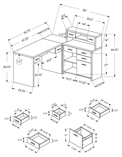 Sleek White Finished L-shaped Corner Office Desk with Storage