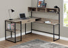59" L-Shaped Corner Desk in Taupe & Black Metal