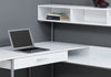 59" L-Shaped Corner Desk in White & Silver Metal