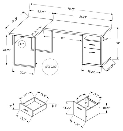Versatile Gray 79" Corner Office Desk w/ Drawers