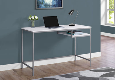 48" White & Silver Stunning Computer Desk