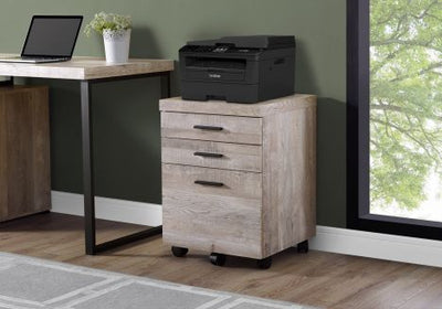 Trendy 3-Drawer Filing Cabinet in Taupe Woodgrain Finish