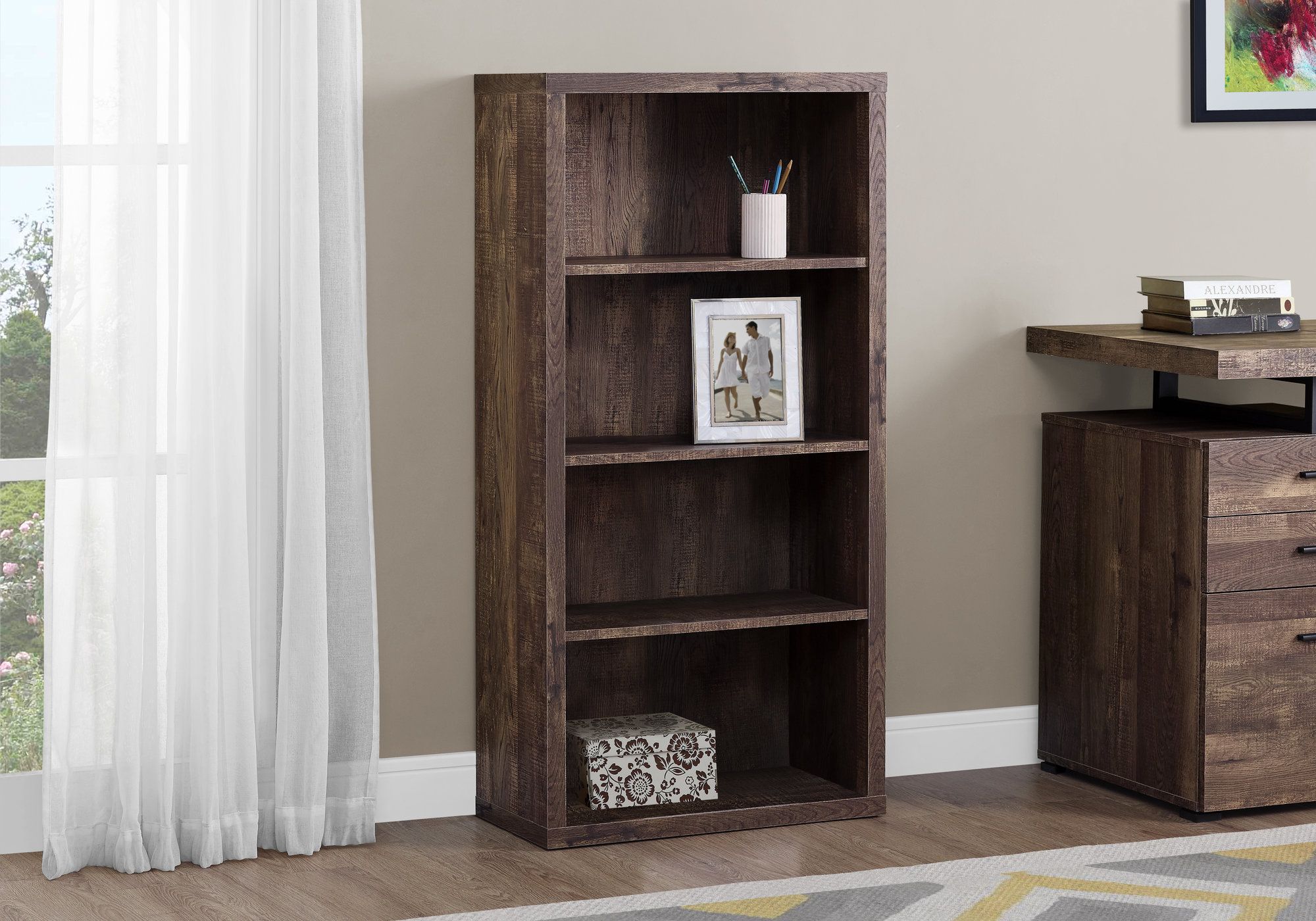 Classic Brown Woodgrain Office Bookcase