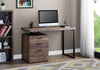 48" Brown Woodgrain & Black Metal Compact Computer Desk