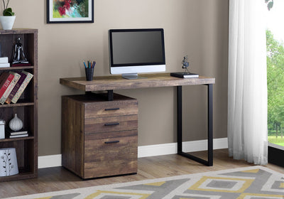 48" Brown Woodgrain & Black Metal Compact Computer Desk