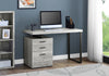 48" Gray Woodgrain & Black Metal Compact Computer Desk