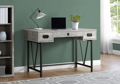 48" Gray Woodgrain Office Desk w/ V Design Base