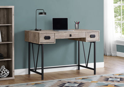 48" Taupe Woodgrain Office Desk w/ V Design Base