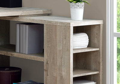 Soft Taupe Woodgrain L-Shaped 60" Computer Desk
