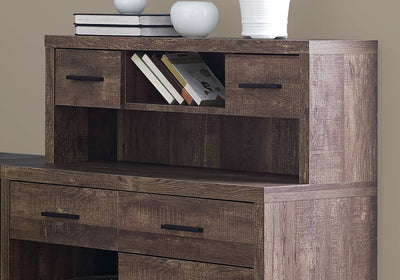 63" Brown Woodgrain L-Shaped Office Desk & Storage Area in One