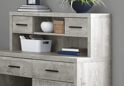63" Gray Woodgrain L-Shaped Office Desk & Storage Area in One