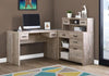 63" Taupe Woodgrain L-Shaped Office Desk & Storage Area in One